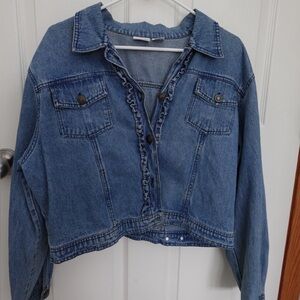 Newport New Stylish Blue Jean Jacket With Ruffle